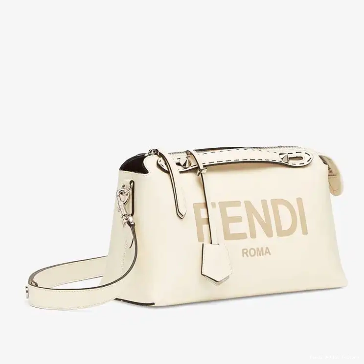 Affordable HOT White The By ROMA Calf Way Leather Fendi Bag Medium In Logo Boston 0417